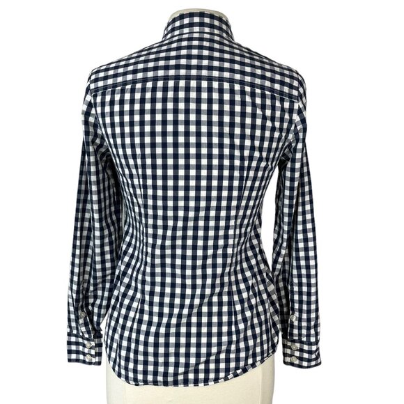 Vineyard Vines Button Front Shirt Blouse Womens Size 2 Blue White Checked - Picture 2 of 8